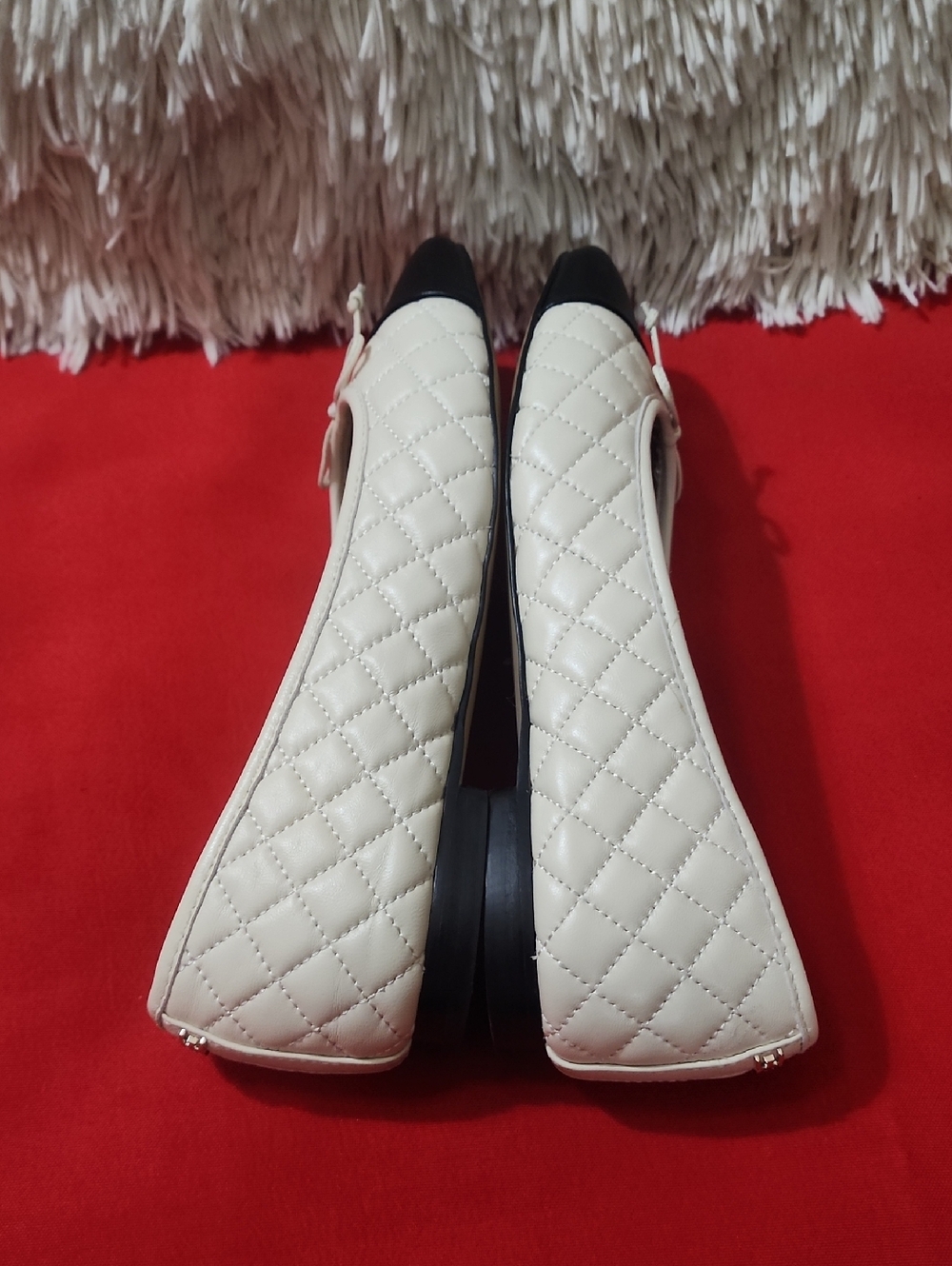 Sam Edelman Marilyn Quilted Two-Tone Ballet Flats in Cream and Black - Picture 7 of 12